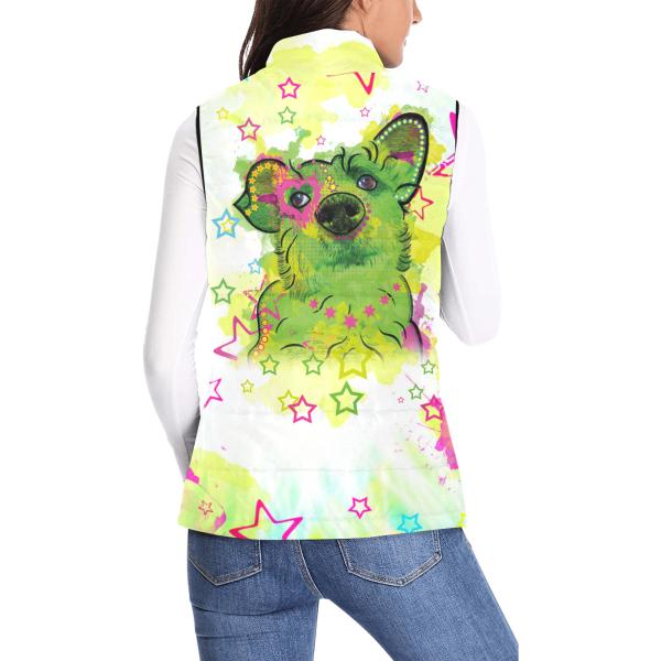 Weste mit Hundemotiv Luna - 100 % Polyester, Wattiertes Futter, Ärmellos, bunt, Hundemotiv, Strassenhunde, Mischling, Mix